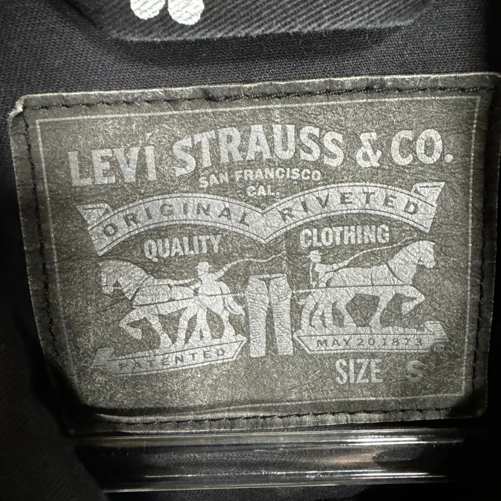 Levi Strauss & Co Paint Splatter Denim‎ Trucker Jacket Small Black Excellent - Picture 6 of 7